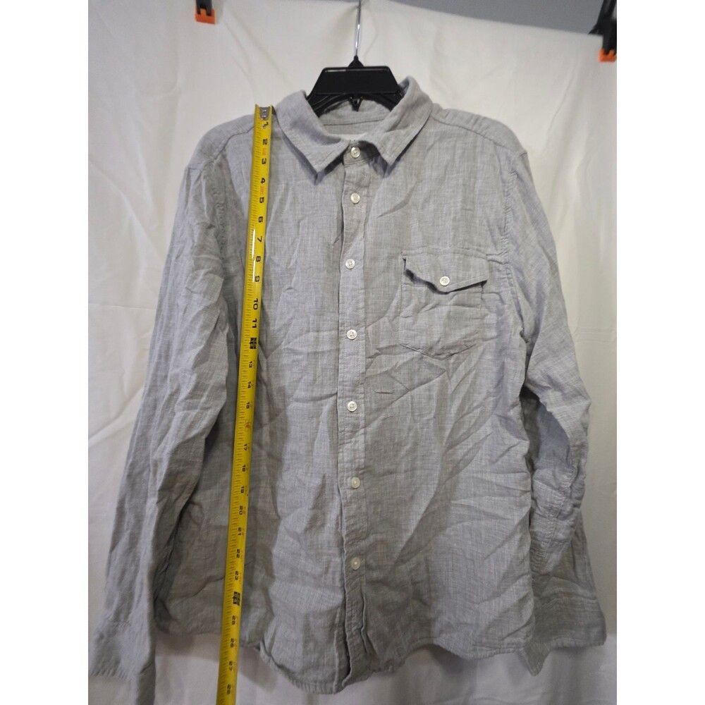 Goodfellow & Co Standard Men's L Gray Herringbone 100% Cotton Button-Up - Picture 2 of 4